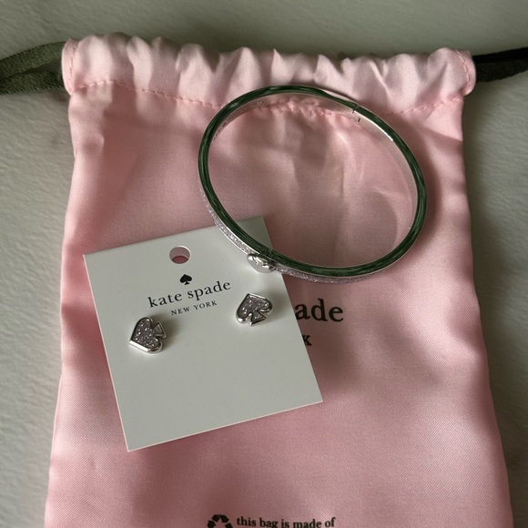 kate spade Jewelry - Kate Spade Silver/Lavender Sparkle Bangle and Heart Earrings Set